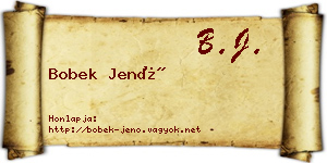 Bobek Jenő névjegykártya